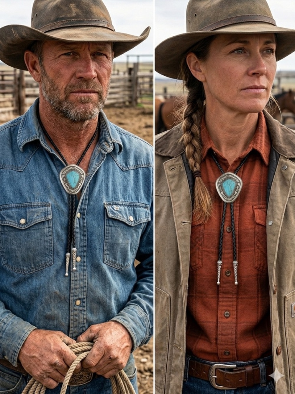 Turquoise Teardrop Bolo Tie - Western Southwestern Style